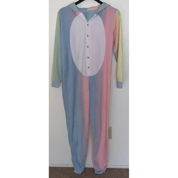 Unicorn Sweet Treats Comfy One Piece Hooded Pajamas Adult Woman Sz Large - Picture 5 of 8